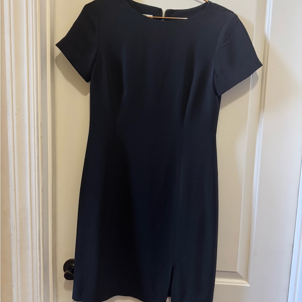 Talbots Black Sheath Mini Dress Crew Neck Short Sleeve